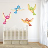 Autocollant Stickers enfant kit 4 oiseaux