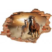 Stickers Trompe l'oeil 3D Chevaux