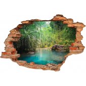 Stickers Trompe l'oeil 3D foret lac