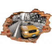 Stickers Trompe l'oeil 3D taxi jaune