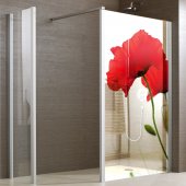 Transparentna Naklejka na Kabiny Prysznicowe Kolor - Kwiat Maku