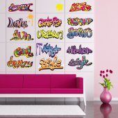 Autocollant Stickers muraux ado kit 15 graffitis 