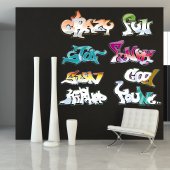 Autocollant Stickers muraux ado kit 8 graffitis