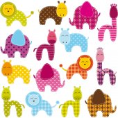 kit stickers 16 animaux