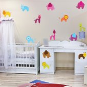 Autocollant Stickers mural enfant kit 16 animaux