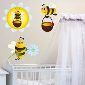 Autocollant Stickers muraux enfant kit 3 abeilles