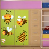 Autocollant Stickers muraux enfant kit 4 abeilles