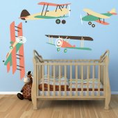 Autocollant Stickers muraux enfant kit 4 avions