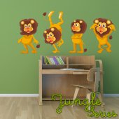 Autocollant Stickers muraux enfant kit 4 lion