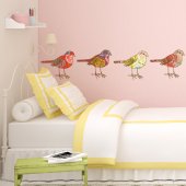 Autocollant Stickers muraux enfant kit 4 oiseaux