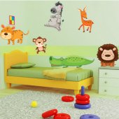 Autocollant Stickers mural enfant kit 7 animaux