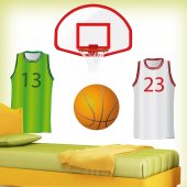 Autocollant Stickers mural ado accessoires basketball