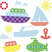 Autocollant Stickers muraux enfant kit 6 bateaux
