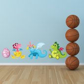 Autocollant Stickers mural enfant kit 3 bebe dinosaure