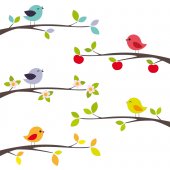 Kit stickers branches oiseaux