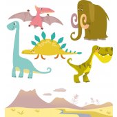 Autocollant Stickers mural enfant 5 dinosaures