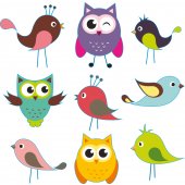 Kit stickers oiseaux hiboux