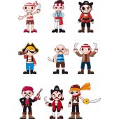 Autocollant Stickers muraux enfant kit 9 pirates