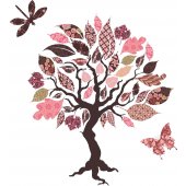 Stickers arbre papillon libellule