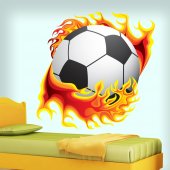 Autocollant Stickers mural ado ballon de foot en flamme