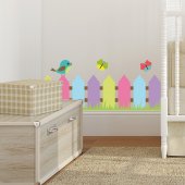 Autocollant Stickers mural enfant barrière oiseau papillons