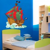 Autocollant Stickers mural enfant bateau pirate