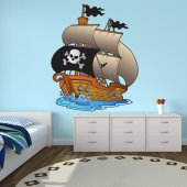Autocollant Stickers mural enfant bateau voile pirate
