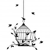 Stickers cage oiseaux