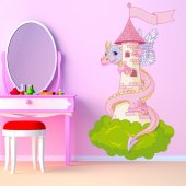 Autocollant Stickers muraux enfant chateau et dragon