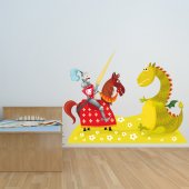 Autocollant Stickers muraux enfant chevalier et dragon