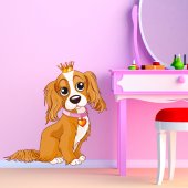 Autocollant Stickers mural enfant chiot princesse