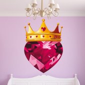 Autocollant Stickers mural enfant couronne et coeur en diamant