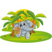 Autocollant Stickers muraux enfant elephanteau souris