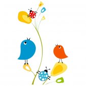 Stickers Fleur Oiseaux