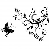 Stickers fleur papillon