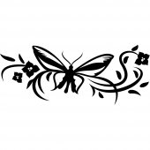 Stickers fleur papillon