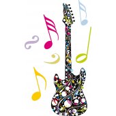 Stickers guitare notes de musique