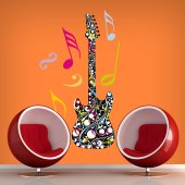 Autocollant Stickers muraux ado guitare multicolore