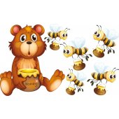 Stickers kit 5 abeilles et ourson