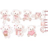 Autocollant Stickers mural enfant kit 7 oursons