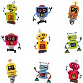 Autocollant Stickers muraux enfant kit 9 robots 