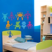 Autocollant Stickers mural enfant kit 9 robots