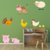 Autocollant Stickers muraux enfant  animaux de la ferme