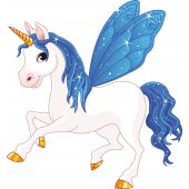 Stickers licorne ailes bleue