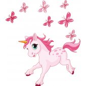 Stickers licorne papillons