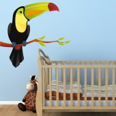 Autocollant Stickers muraux enfant oiseau branche toucan 