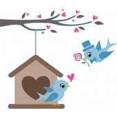 Stickers oiseaux amoureux