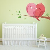 Autocollant Stickers muraux enfant oiseaux coeur