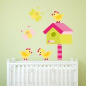 Autocollant Stickers mural enfant oiseaux papillons