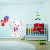 Stickers ourson drapeau USA